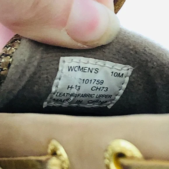 Sperry Topsider Women's Leather Boat Shoes Angelfish Gold foil Oat Size 10 M tan - Picture 5 of 5